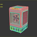 Modern Portable Air Cooler with White Gray Design and Control Panel Grille 3d model
