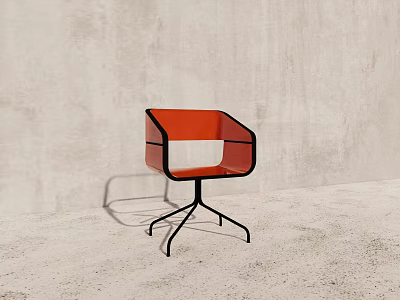 Modern Orange Accent Chair With Black Frame Stylish Design In Minimalist Interior Background 3d model