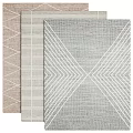 Contemporary Square Rugs Featuring Stylish Geometric Patterns And Neutral Woven Textures 3d model