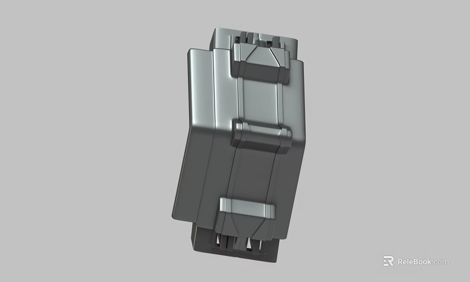 3D Rendering of Gray Mechanical Component With Rectangular Structure and Industrial Design 3d model 