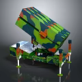 Military Weapon System With Camouflage Pattern Tilted Launcher And Support Structure 3d model
