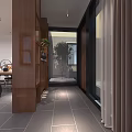 Modern Living Dining Room Interior With Gray Sofa Coffee Table Wooden Partition And Dining Chairs
