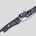Modern Naval Warship With Red Bottom Hull And Sophisticated Features 3d model