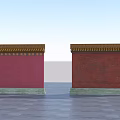 Traditional Red And Brick Red Feature Walls With Yellow Decorative Tops And Green Bases