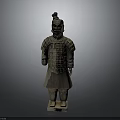 Ancient Chinese Terracotta Warrior Standing Figure With Armor For Historical Scene