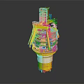 Offshore Oil Drilling Platform Structure With Multi level Decks Ladders And Railing