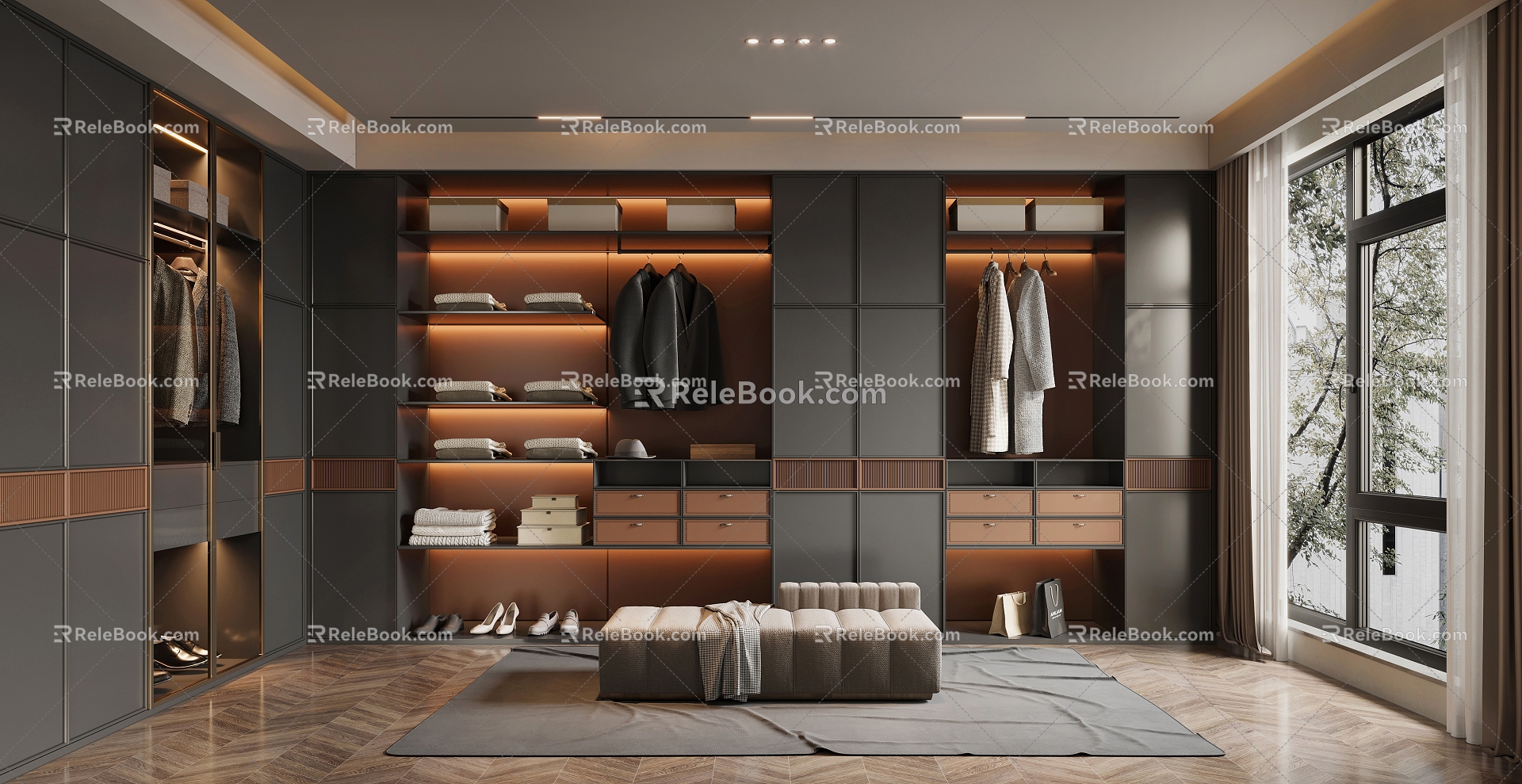 Modern Cloakroom Corner Wardrobe Open Cloakroom Wardrobe 3d model