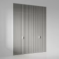 Sleek Modern Wardrobe With Vertical Slats Door And Internal Storage Shelves