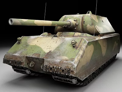 Vintage Military Tank With Camouflage Paint Tracks Cannon And Weathered Exterior 3d model