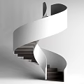 Elegant Modern Spiral Staircase Design With White Handrail And Black Steps