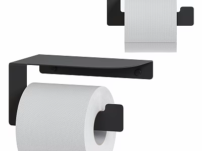 Black Wall Mounted Toilet Paper Holder Bathroom Accessory With Tissue Roll 3d model