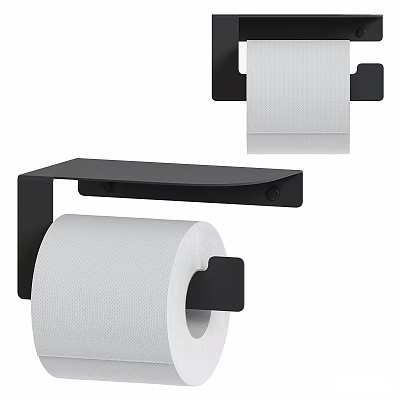 Black Wall Mounted Toilet Paper Holder Bathroom Accessory With Tissue Roll 3d model