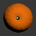 Fresh Orange Pumpkin With Green Stem And Smooth Surface On Black Reflective Background