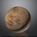 Detailed Red Orange Mars Surface With Texture And White Ice Caps In Space