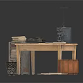 Vintage Office Scene With Wooden Desk Typewriter Radio And Scattered Papers