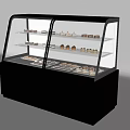Black Display Showcase With Transparent Glass And Multiple Shelves For Pastries Desserts