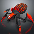 3D Modeled Spider With Black Red Stripes Orange Legs And Skull On Head