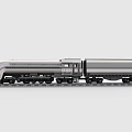 Detailed Building Blocks Train Model with Silver Streamlined Design on Railway Track 3d model