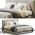 Double Bed Interior With Layered Blankets Multiple Pillows And Minimalist Headboard
