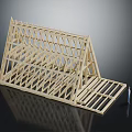 Wooden Building Frame Scale Model Showing Roof Truss And Floor Framing Structure