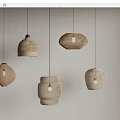 Rattan chandelier combination 3d model