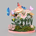 Decorative Floral Installation for Mother's Day with Colorful Flowers Butterflies and Greenery