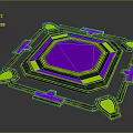 Detailed Colorful Hexagonal Semiconductor Chip 3D Model With Geometric Structure