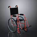 Ergonomic Medical Wheelchair With Red Frame Black Seat Armrests And Durable Wheels