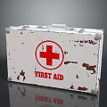 Vintage White First Aid Kit With Red Cross Symbol And Rustic Design