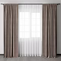 Brown Thick Curtains And White Sheer Curtains For Indoor Window With Natural Light