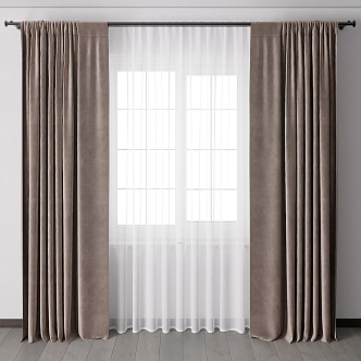 Plain fabric curtain gauze curtain 3d model