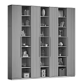 Modern Glass Bookcase With Wooden Frame Open Shelves And Decorative Items