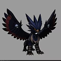 Mythical Blue Bird With Red Feathered Wings Glowing Eye Spots And Striped Legs