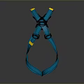 Practical Blue Safety Harness With Yellow Accents Adjustable Straps And Buckles