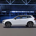 White Volvo SUV With Modern Design And Black Wheels In Spacious Industrial Hall