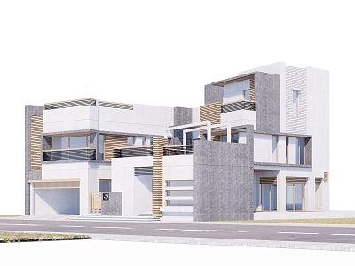 Modern single-family villa residence 3d model