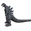 Black Godzilla Monster Figure With Spiked Back Open Mouth And Standing Pose