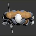 Futuristic Game and Movie Character With Silver and Orange Armor Full Body Mechanical Design