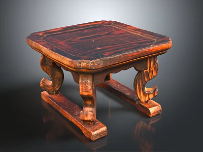 Traditional Wooden Small Table With Carved Legs Natural Wood Grain And Classic Design 3d model