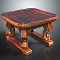 Traditional Wooden Small Table With Carved Legs Natural Wood Grain And Classic Design