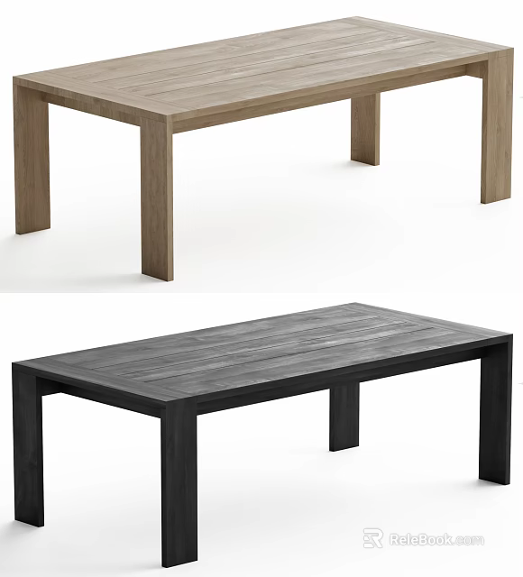 Light And Dark Wooden Dining Tables With Modern Simple Design 3d model