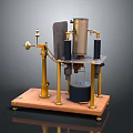 Vintage Mechanical Device With Wooden Base And Brass Metal Components