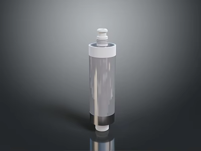 Transparent Cylindrical Water Filter Cartridge With White Top And Black Base 3d model
