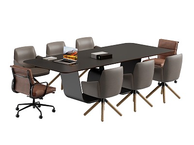 Modern Conference Table and Chair Conference Table and Chair Combination 3d model