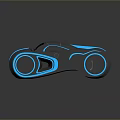 Futuristic Black Motorcycle With Blue Glowing Lines Sleek Design And Unique Wheels
