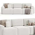 Modern Upholstered Sectional Sofa with Decorative Pillows Soft Throw Blanket and Comfortable Design 3d model