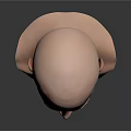 Bald Character Bust Sculpture With Detailed Facial Features On White Base Against Gray Gradient Background
