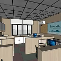 Modern Public Office Space Layout With Cubicles Desks Computers And Windows 3d model