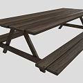 Outdoor Wooden Picnic Table with Attached Benches Solid Natural Wood Design