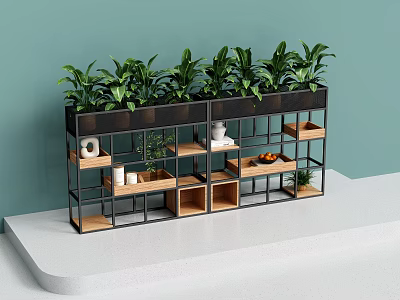 Multi tiered Flower Rack With Metal Frame And Wooden Shelves For Green Plants 3d model